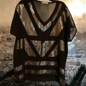 Ralph Lauren Black and Silver Sequin Blouse